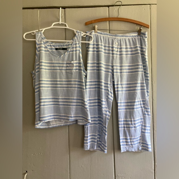 Lauren Ralph Lauren Other - Ralph Lauren LRL Women's Pajamas Size M Striped Top & Capri Pants 2 Pc Cotton